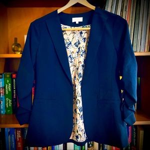 SKIES ARE BLUE navy blue women’s M blazer ruched sleeves